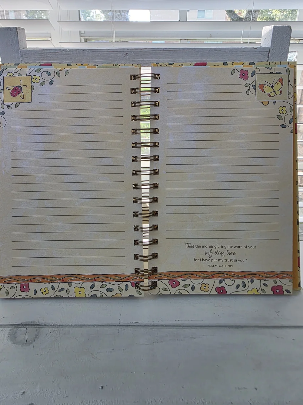 DaySpring Floral Spiral Journal with Butterfly & Ladybug Motifs - Yellow